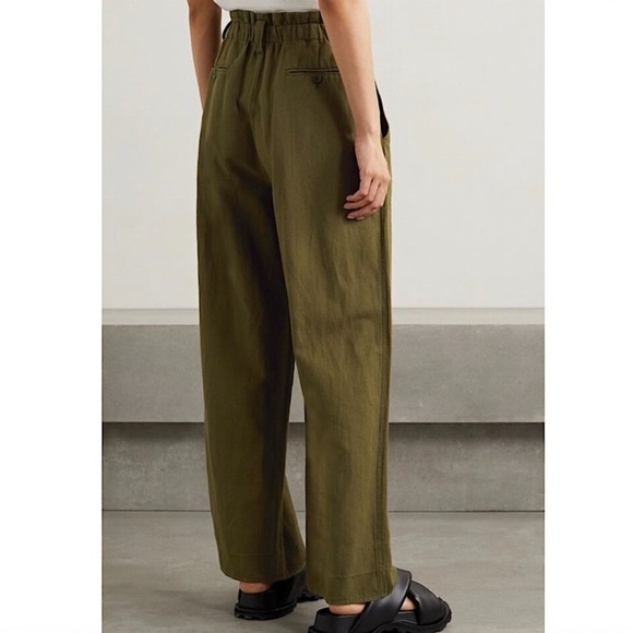 Apiece Apart Son Vida Wide-Leg Linen Organic Cotton Pants in Olive Green Large - Picture 3 of 10